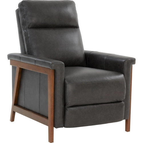 Lewiston Manual Recliner in Edgewater Charcoal Gray Top Grain Leather & Wood